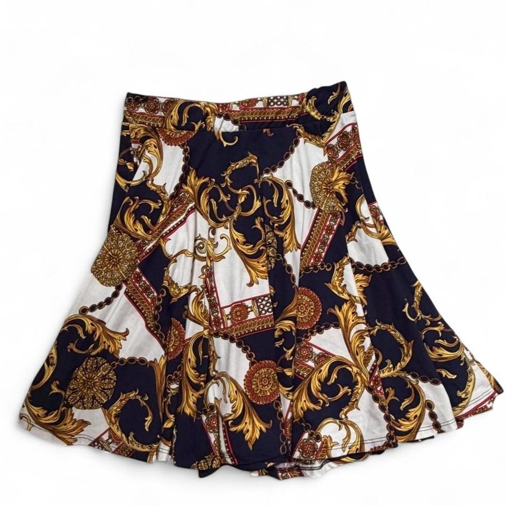 Chi Chi London Retrostyle Baroque Chain  Skirt Gold Scarf Pattern Medallion